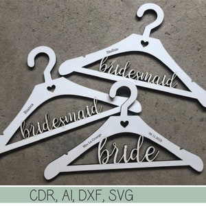 Laser Cut x3 Wedding Dress Hanger Digital File