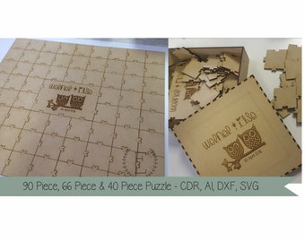 Laser Cut x3 Guestbook Puzzle Designs Digital Download