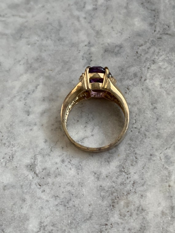 Vintage Amethyst CZ Ring, Gold Plated Pure Silver… - image 8