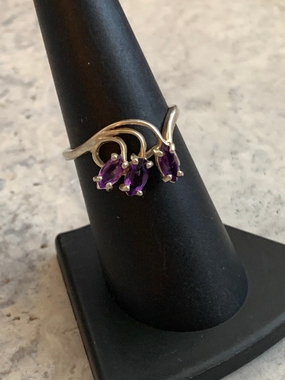 Vintage Marquise Amethyst Woman Ring, Gold Plated… - image 2