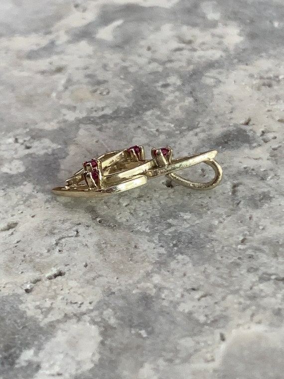 Vintage Simulated Ruby Pendant: Gold Plated Silve… - image 6