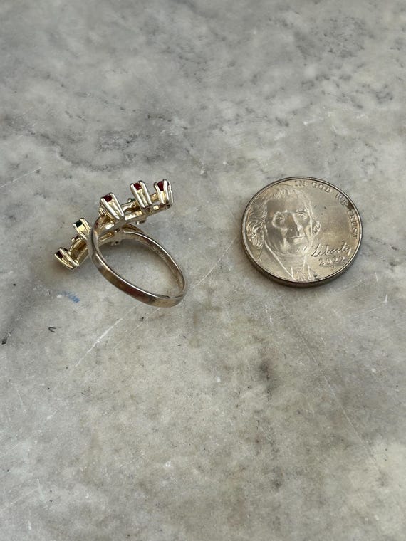 Vintage Ruby Emerald Mid Century Ring, Simulated … - image 10