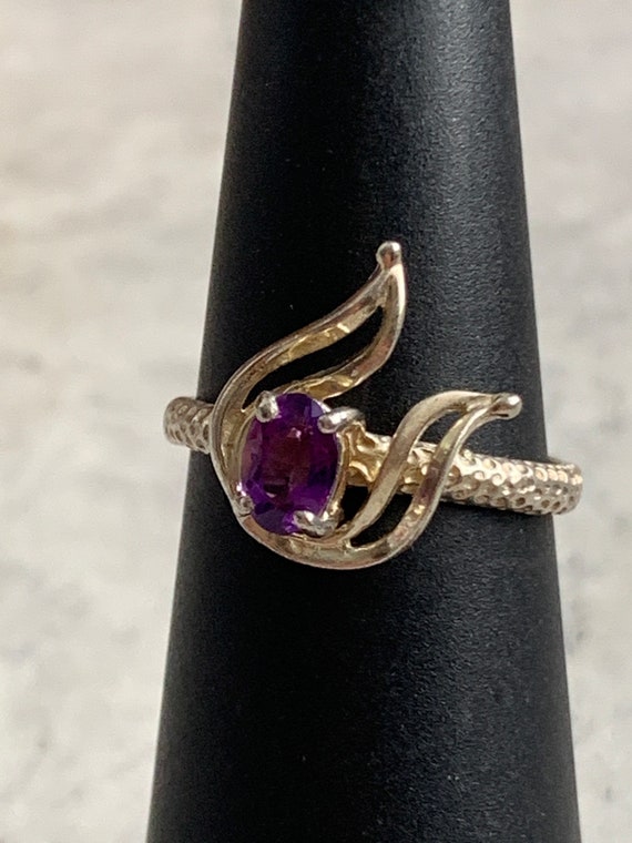 Vintage Oval Amethyst Ring, Solitaire Amethyst Ri… - image 4