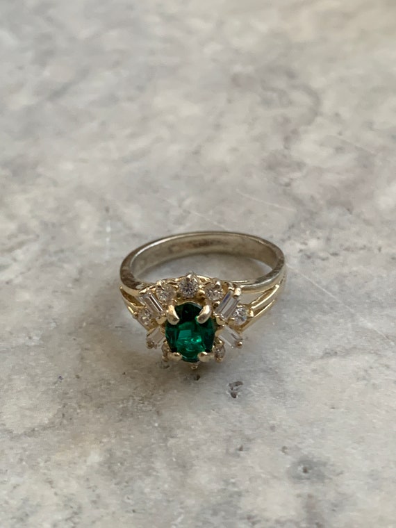 Vintage emerald CZ ring, emerald cocktail ring, S… - image 5