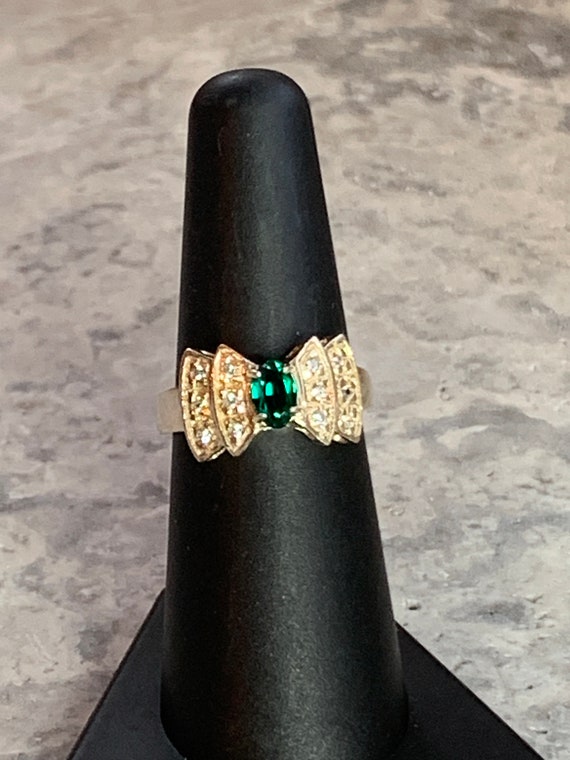 Vintage oval emerald CZ ring, Simulated and Emeral