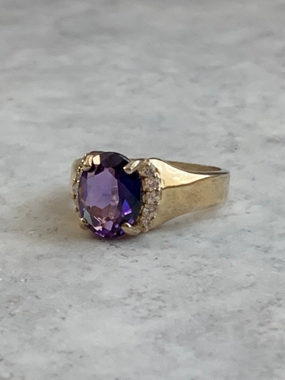 Vintage Amethyst CZ Ring, Gold Plated Pure Silver… - image 5