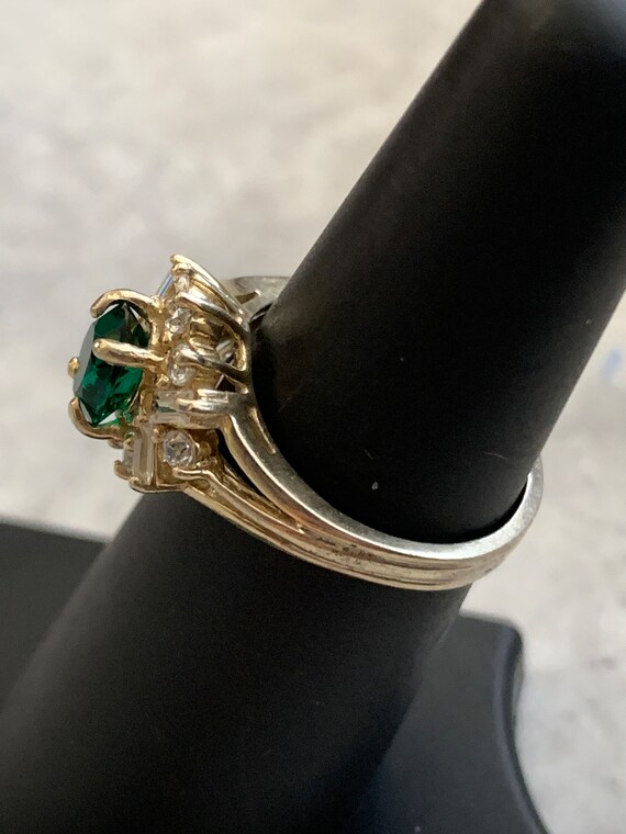 Vintage emerald CZ ring, emerald cocktail ring, S… - image 9