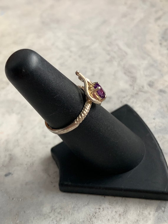Vintage Oval Amethyst Ring, Solitaire Amethyst Ri… - image 5
