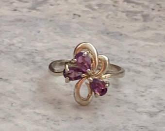 Vintage Amethyst Ring: Gold Plated Silver, Size 6, February Birthstone