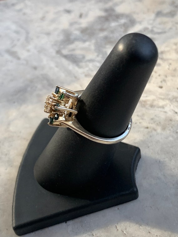 Vintage Emerald CZ Ring, Multi Emerald CZ Ring, G… - image 3