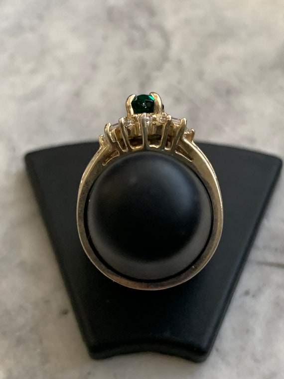 Vintage emerald CZ ring, emerald cocktail ring, S… - image 8
