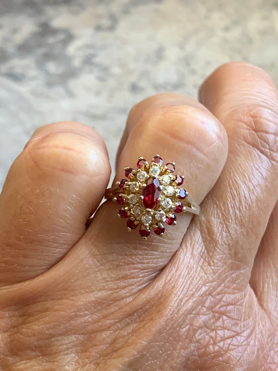Vintage Ruby CZ Women’s Ring, Gold Plated Pure Si… - image 5