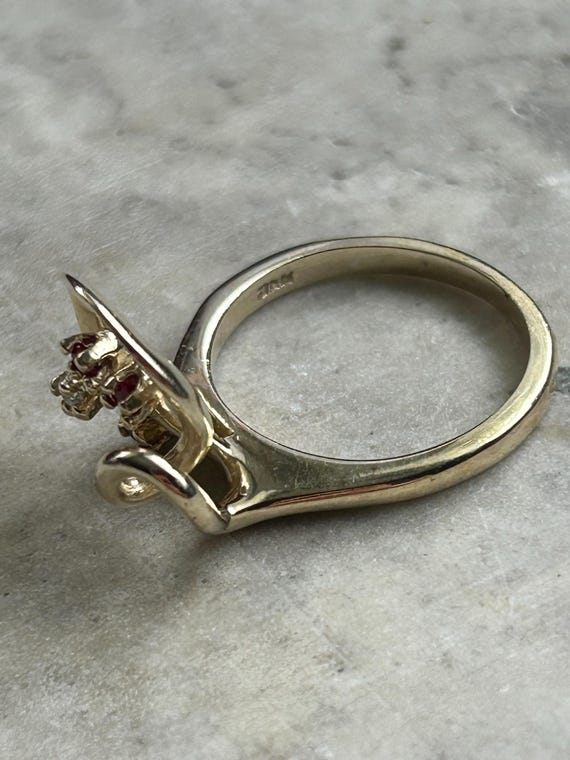 Vintage Ruby CZ Gold Ring: Simulated Rubies, July… - image 6