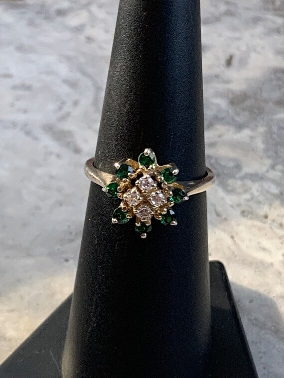 Vintage Emerald CZ Ring, Multi Emerald CZ Ring, G… - image 1