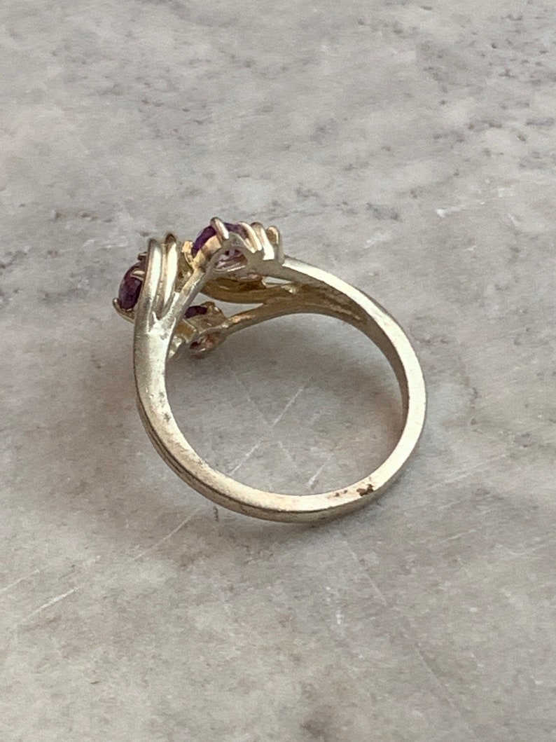 Vintage Genuine Amethyst Ring Gold Plated Pure Silver Ring - Etsy