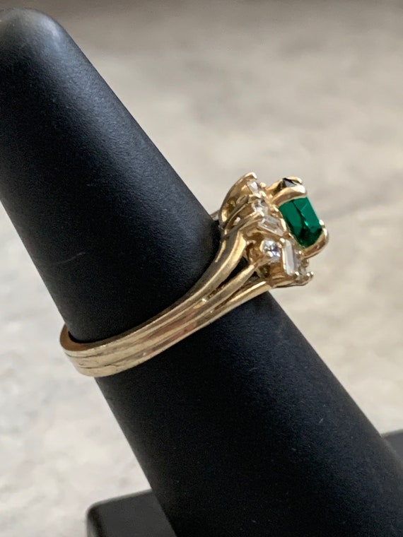 Vintage emerald CZ ring, emerald cocktail ring, S… - image 7