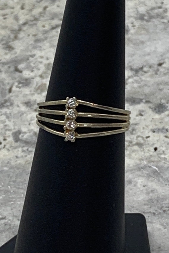 Vintage CZ Ring, Dainty Ring, Gold Plated Pure Sil