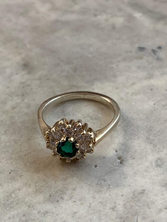 Vintage Emerald CZ Ring, Simulated Emerald CZ Rin… - image 9