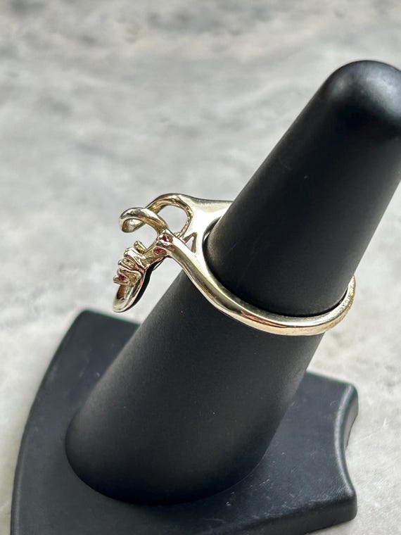 Vintage Ruby CZ Gold Ring: Simulated Rubies, July… - image 10