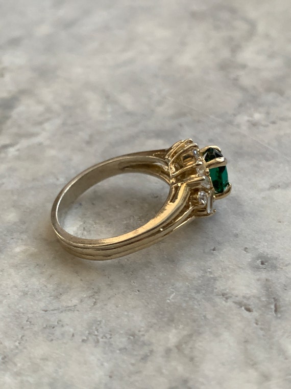 Vintage emerald CZ ring, emerald cocktail ring, S… - image 3