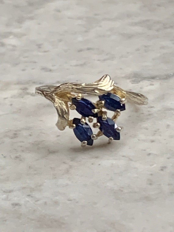 Vintage Sapphire Ring, Branch Style Setting Ring, 