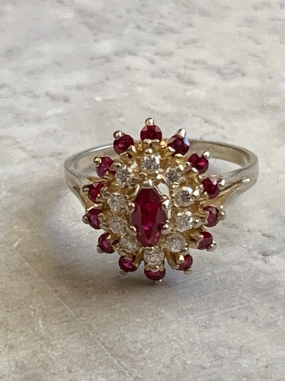 Vintage Ruby CZ Women’s Ring, Gold Plated Pure Si… - image 3
