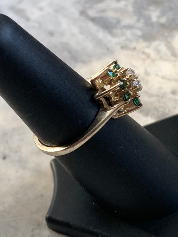 Vintage Emerald CZ Ring, Multi Emerald CZ Ring, G… - image 2
