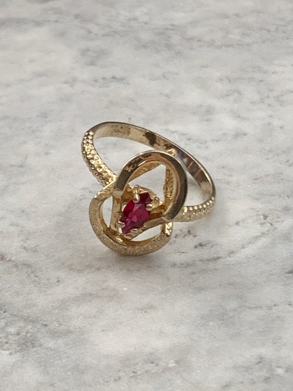Vintage Marquise Ruby Ring, Simulated Ruby, Size … - image 6