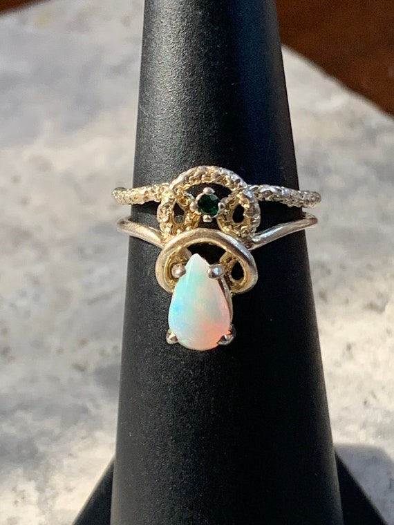 Vintage Genuine Pear Opal Ring, Victorian Genuine 