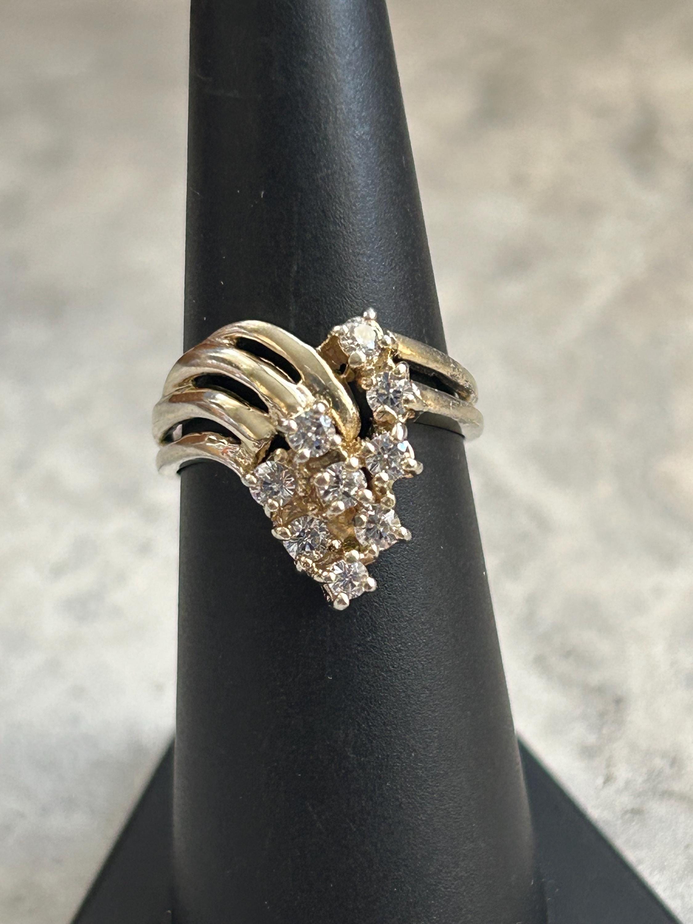 Vintage CZ Art Deco Ring, Yellow Gold Plated Art Deco CZ Ring, Vintage Art Deco Style Ring, Size 6 1/2 Art Deco Ring, Vintage CZ Ring