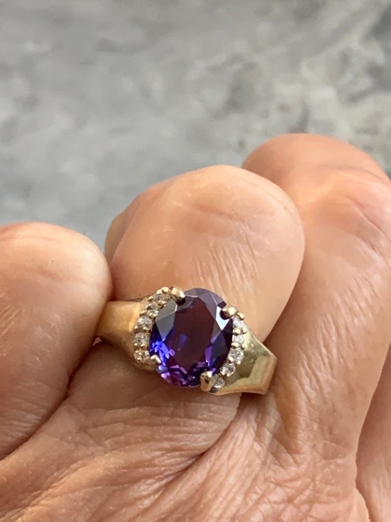Vintage Amethyst CZ Ring, Gold Plated Pure Silver… - image 3