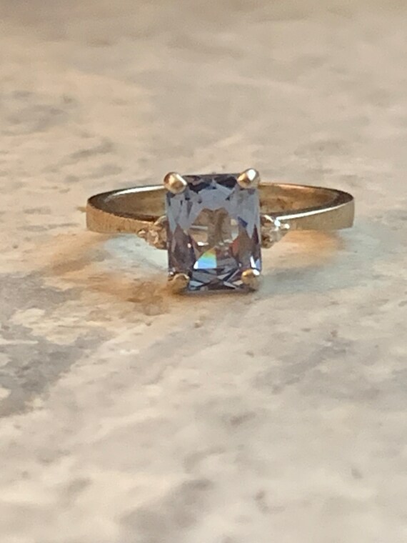 Vintage Aquamarine Ring, Simulated Aquamarine Ring