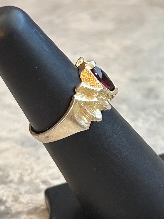 Vintage Marquise Ruby Ring: Gold Plated Silver, S… - image 3