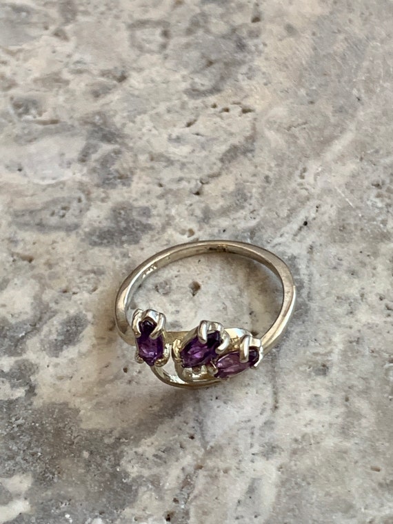 Vintage Marquise Amethyst Woman Ring, Gold Plated… - image 8