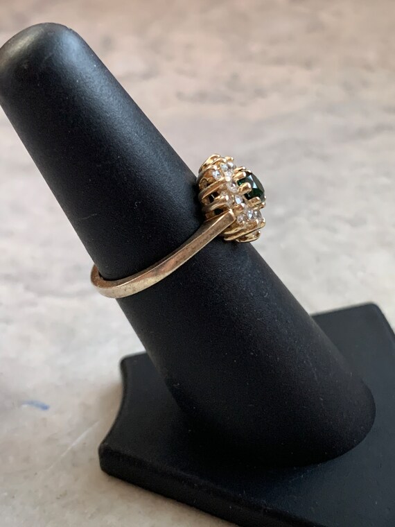 Vintage Emerald CZ Ring, Simulated Emerald CZ Rin… - image 2