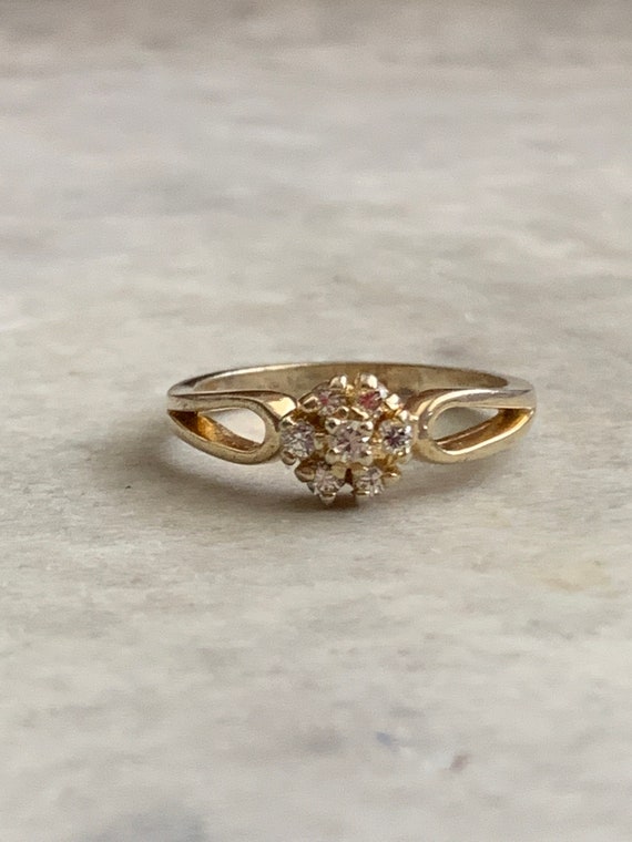 Vintage CZ Ring, Multi CZ Ring, Gold Plated Pure S