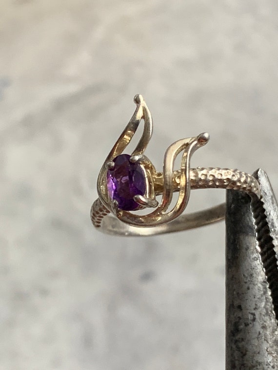 Vintage Oval Amethyst Ring, Solitaire Amethyst Ri… - image 3