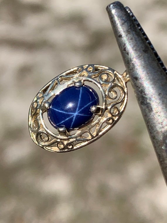 Vintage Synthetic Blue Star Sapphire Pendant, Star