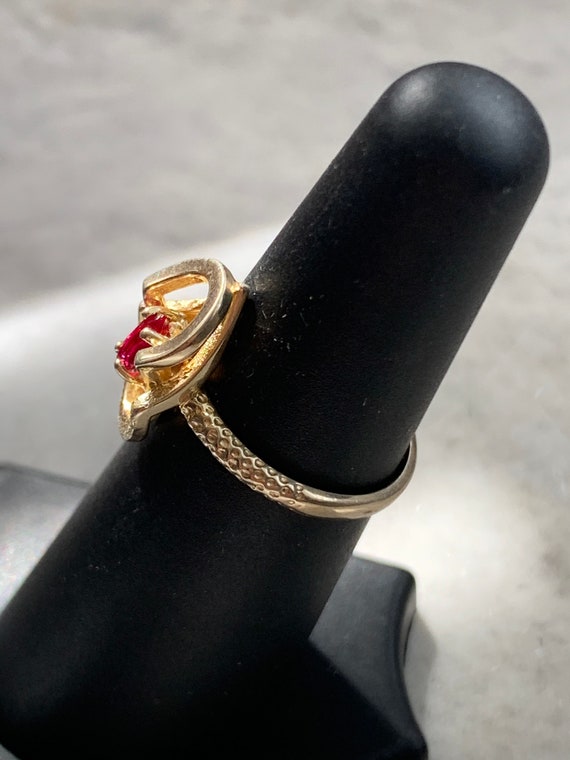 Vintage Marquise Ruby Ring, Simulated Ruby, Size … - image 5