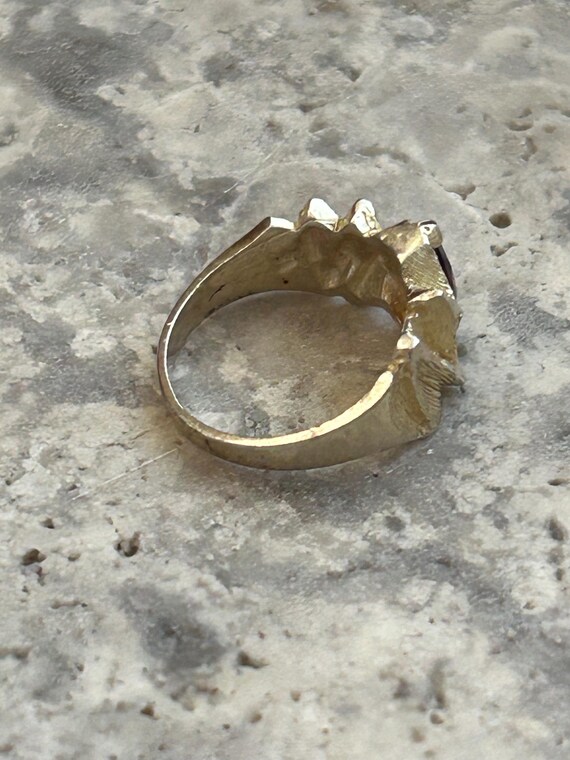 Vintage Marquise Ruby Ring: Gold Plated Silver, S… - image 6