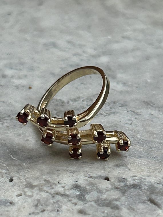 Vintage Simulated Ruby Ring: Gold Plated Silver, … - image 5