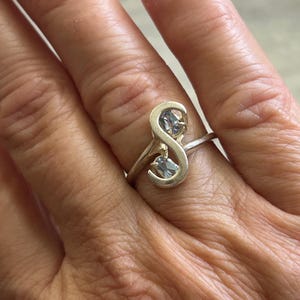 Vintage Gold Plated Aquamarine Ring: Simulated Stone, Mid-Century Style