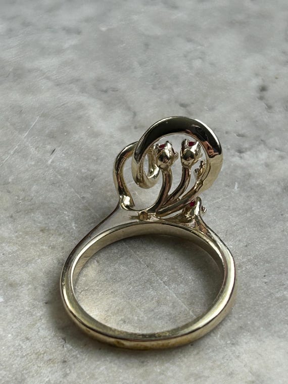 Vintage Ruby CZ Gold Ring: Simulated Rubies, July… - image 5