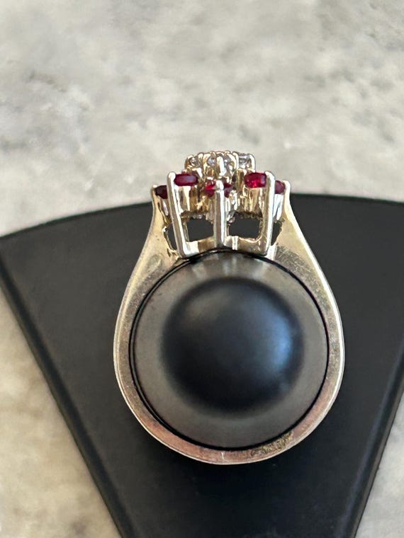 Vintage Ruby CZ Cluster Setting Gold Ring, Yellow… - image 5