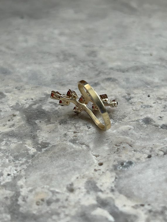 Vintage Simulated Ruby Ring: Gold Plated Silver, … - image 8