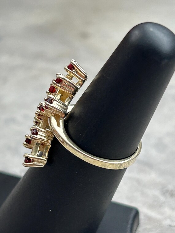 Vintage Simulated Ruby Ring: Gold Plated Silver, … - image 3