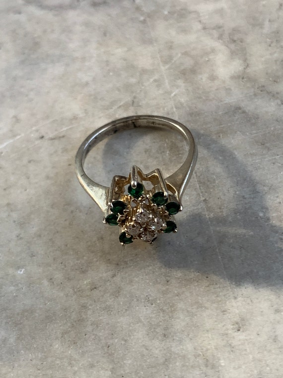 Vintage Emerald CZ Ring, Multi Emerald CZ Ring, G… - image 6