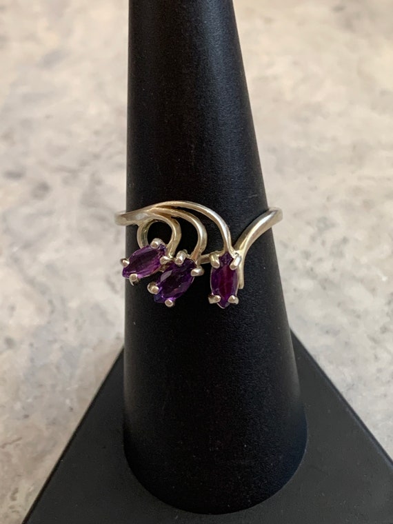 Vintage Marquise Amethyst Woman Ring, Gold Plated… - image 10