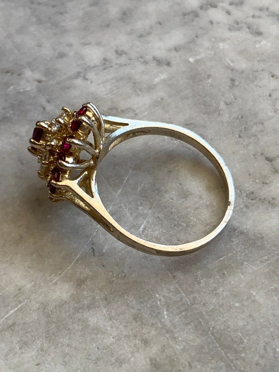 Vintage Ruby CZ Women’s Ring, Gold Plated Pure Si… - image 7