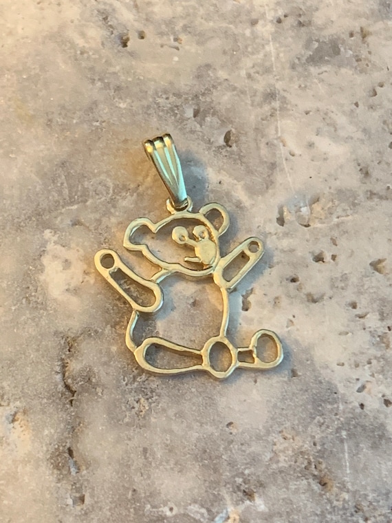 Vintage Teddy Bear Pendant, Gold Plated Silver Bea